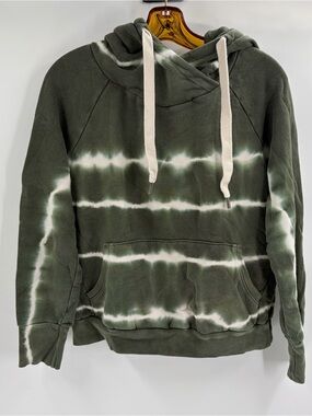 Nsf Revolve Women’s Tie Dye Green Cotton Long Sleeve Preppy Hoodie Size Medium
